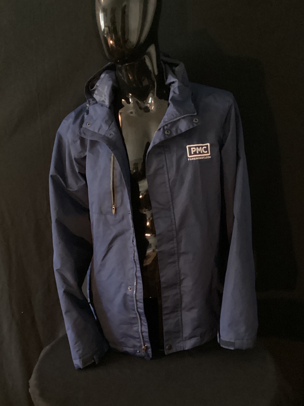 Port Authority Navy Hooded Windbreaker with PMC Patch